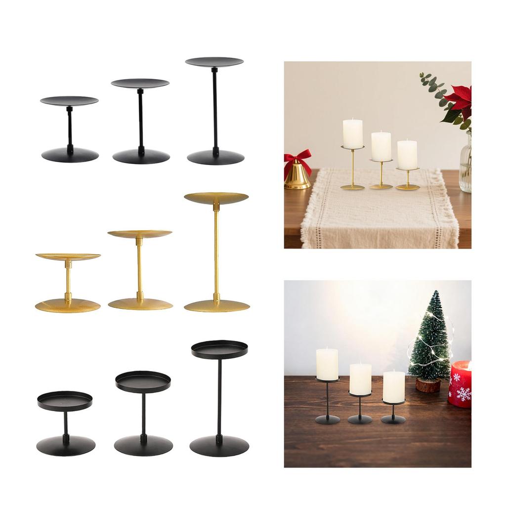 3Pcs Pillar Candle Holders, Stable Classic Candlestick Holder, Candle Stand Table Centerpiece for Fireplace Living Room Mantle