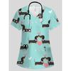 Casacca Medica da Donna Elegante Scollo a V Carini Motivi Animali Cartoni Animati Maniche Corte Comode con Tasche Casacca Donna