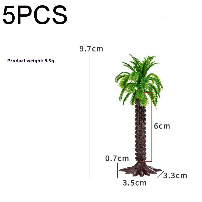 5PCS Simulated Coconut Tree Rainforest Train Railroad Decor Dollhouse Simulation Coconut Palm Tree Model Building Landscape