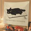 Cartoon Black Kitten Wall Tapestry for Bedroom Decor Unique Cat Theme Decorative Wall Hanging Art for Living Room Bedroom