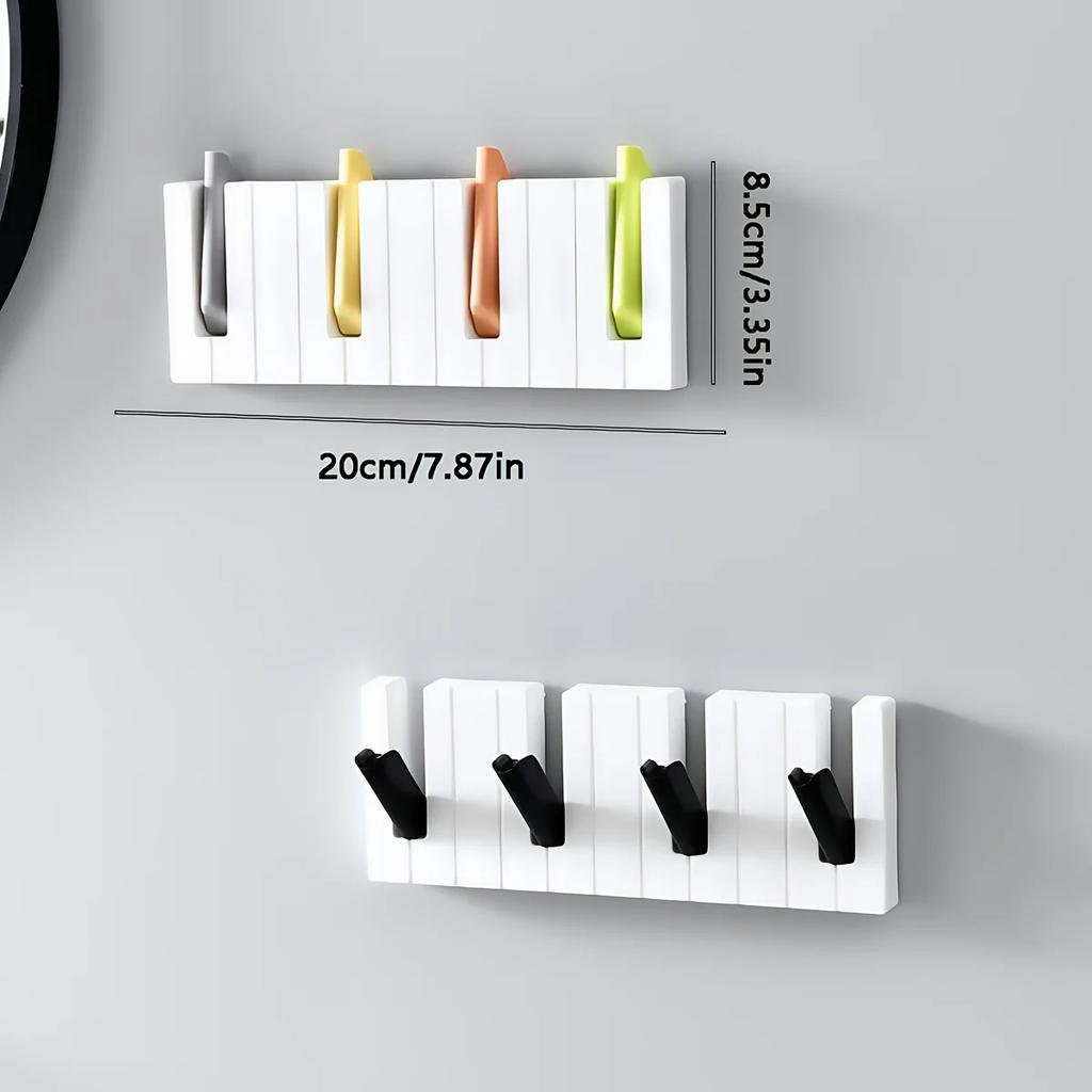 1pcs Creative Piano Shaped Wall-Mounted Hook Punch-Free Doorback Storage Rack Home Folding Coat Hat Porch Key Holder Organiz