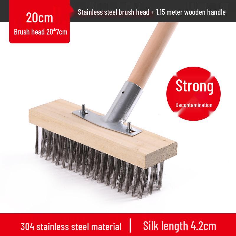 Stainless Steel Long Handle Wire Brush: Stiff Bristles for Scrubbing Tile, Cement, Moss, Rust Removal, and More