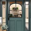 1 Pc Farmhouse Welcome Sign - 11.81 Inch Front Door Porch Decorations, Brown Wreath, Home Bar & Room Decor, Outdoor Indoor Hanging Gifts, Year Round