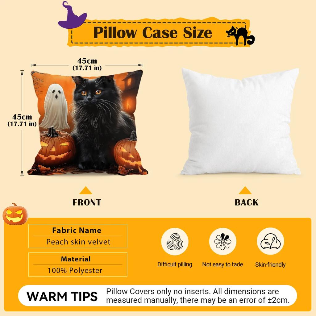 Halloween Cushion Pillowcase Printed Polyester 45x45cm Throw Pillowcover Decorative Sofa Cushion Pillowslip Home Decor