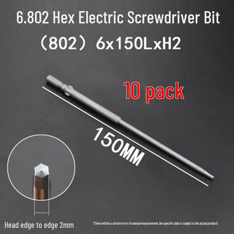Extended Hexagonal S2 Steel Electric Screwdriver Bit with 5mm/6mm Shank