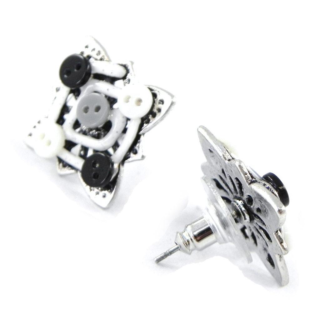 NOA [H8798] - Designer Earrings 'Babouchka' Black White