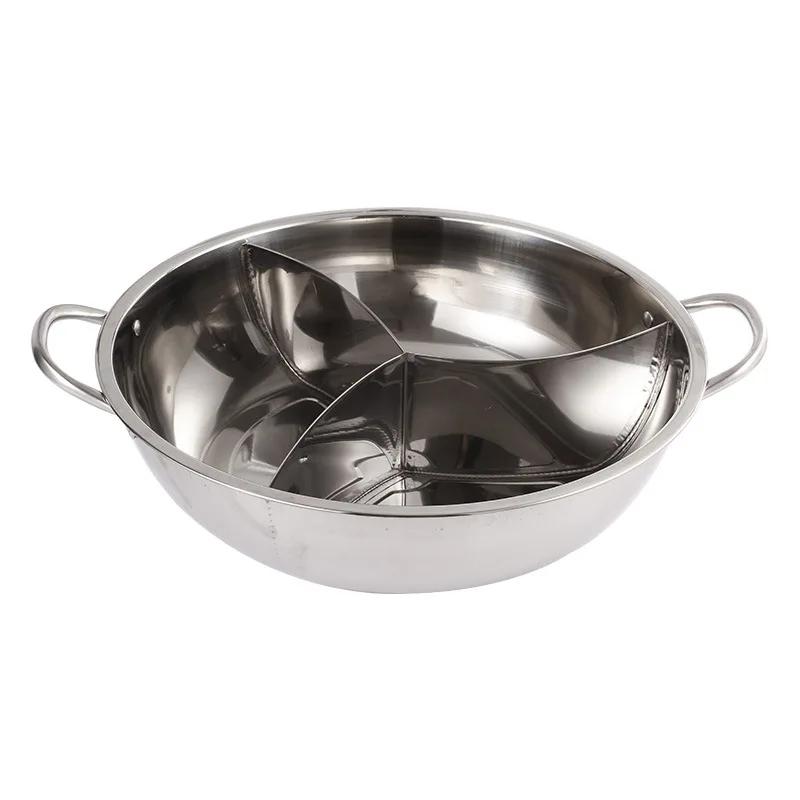 

Pot Hot Shabu Divider Stainless Steel Chafing Dish Food Grade 3 Divided Space Wide Application Cookware Chinese Divider