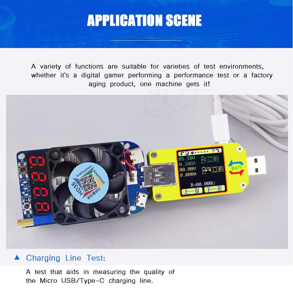 Fosa USB Tester USB Digital USB Last Elektronische Last Widerstandsmodul Smart Auto Schutz Multimeter, 5V/9V/12V/20V Strom/Spannungstester, Tester,