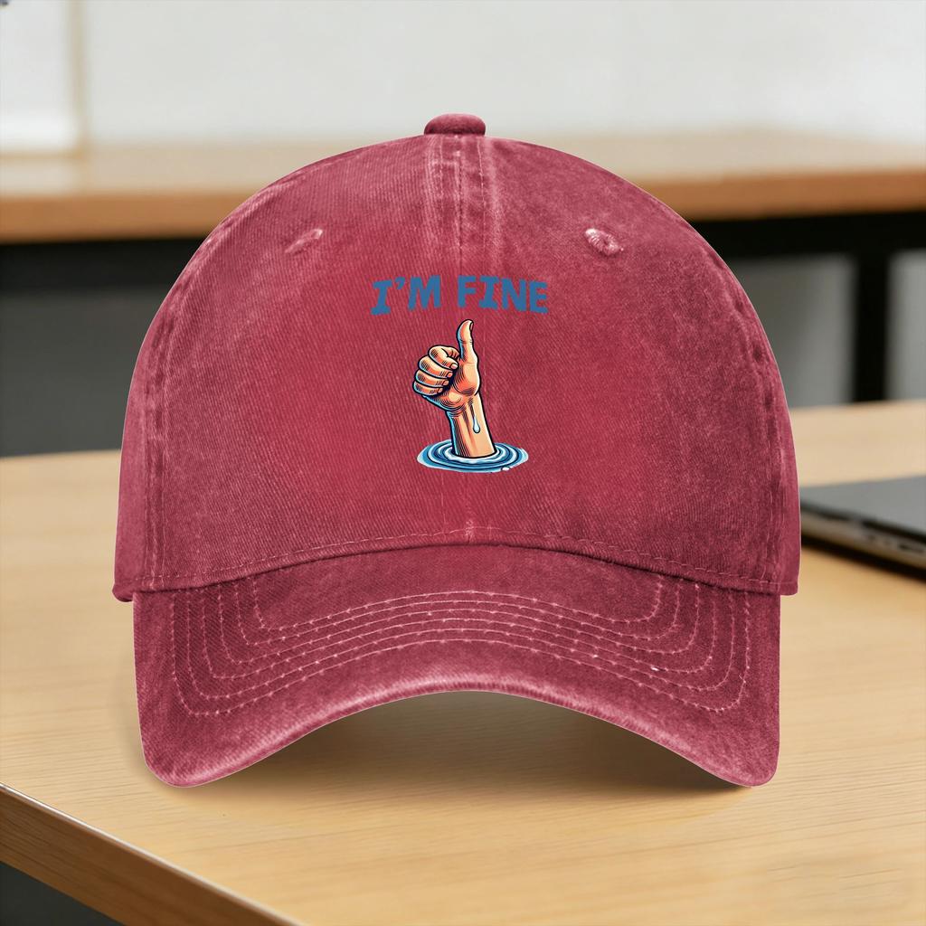 I';M Fine Thumbs Up Sun Baseball Cap Unisex Men Custom Logo Hip Hop Hats Summer Fashion Outdoor Gym Sun-Proof Baseball Caps
