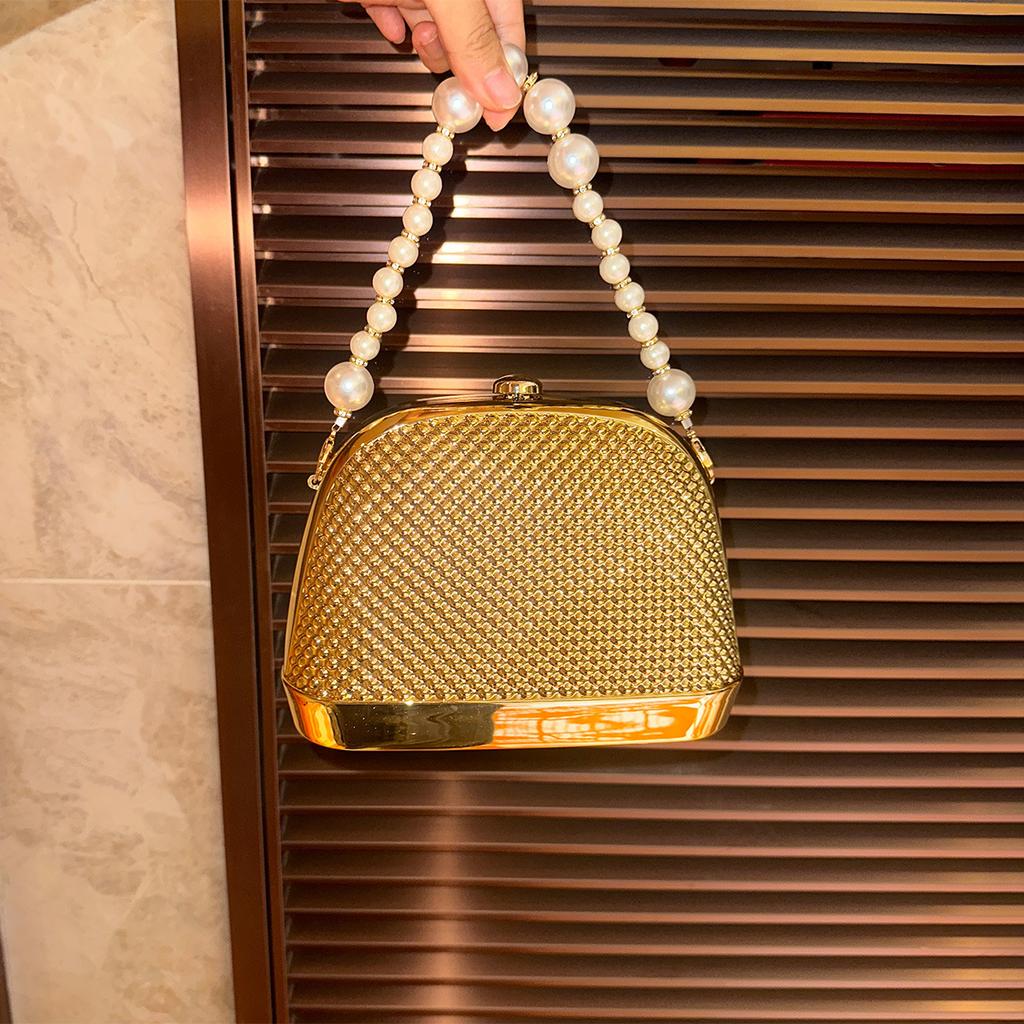 Niche Design Women'S Small Square Bag High Quality Pearl Wrist Celebrity Dinner Acrylic Clutch Bag
