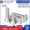 316 Edelstahl Schlitz Senkkopfschraube, GB68, Größen: M1.6, M2.5, M4, M6, M8, M10*5