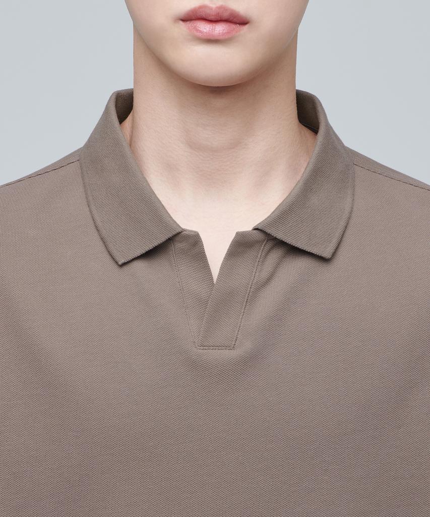Musinsa Standard Slit Neck Pique Polo Shirt [Mocha]