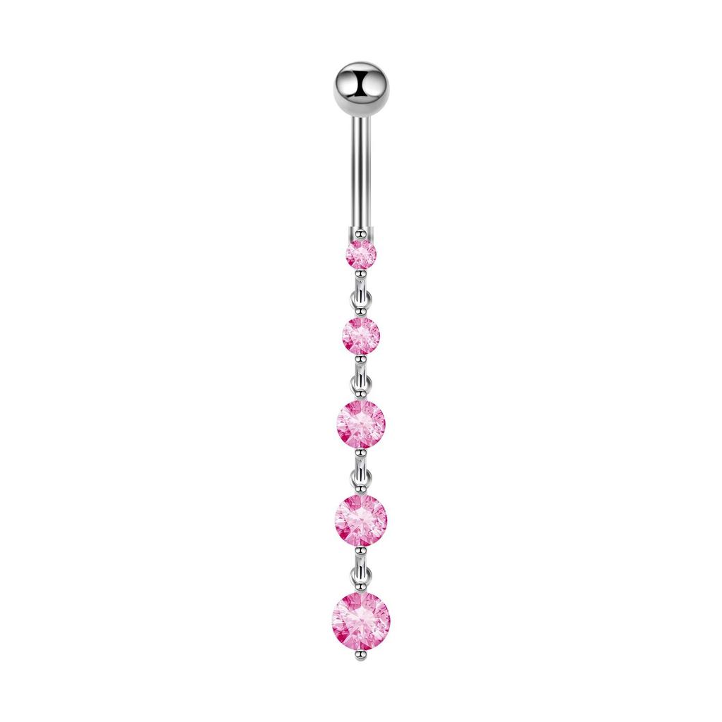 Women Pink Zircon Belly Button Ring Fashion Novelty Navel Jewelry Sweet Jelly Pink