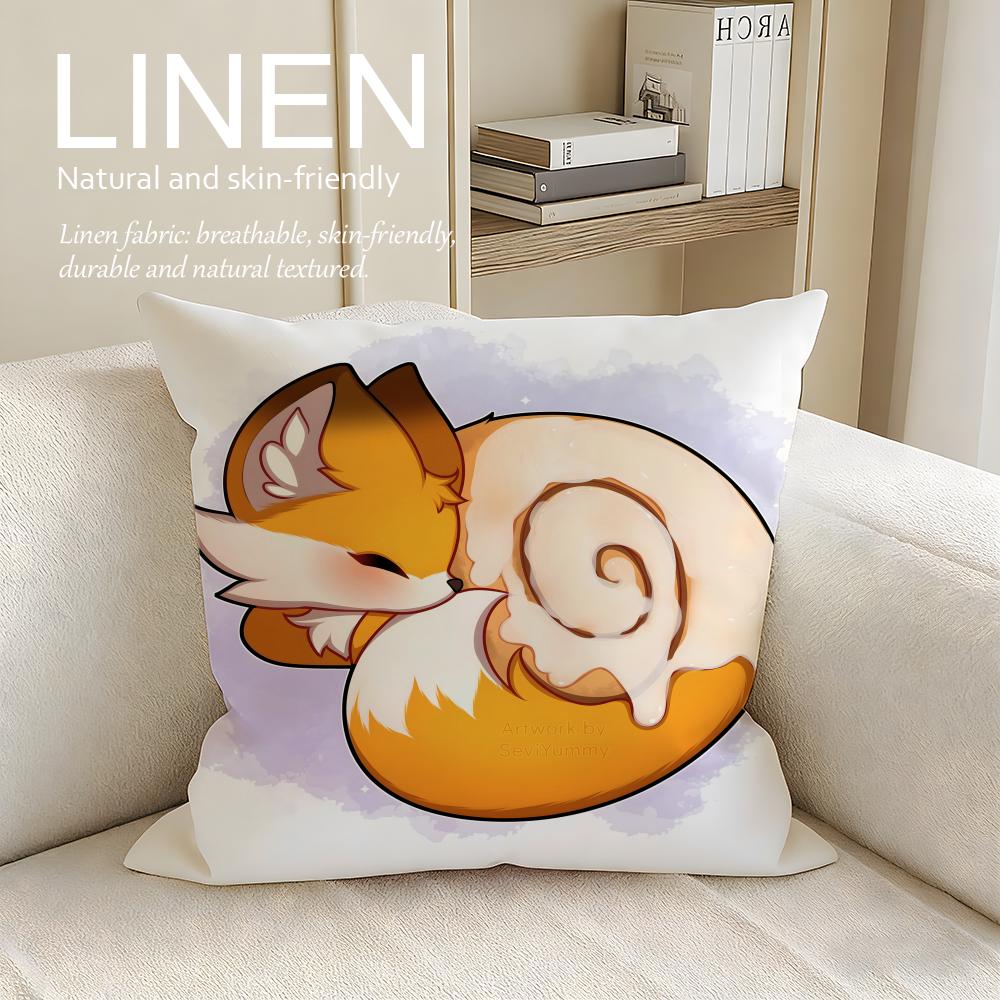 Cute Bokko Fox Cushion Cover Pillowcase Set Pcs x x Breathable Washable Sofa Cushion Cover