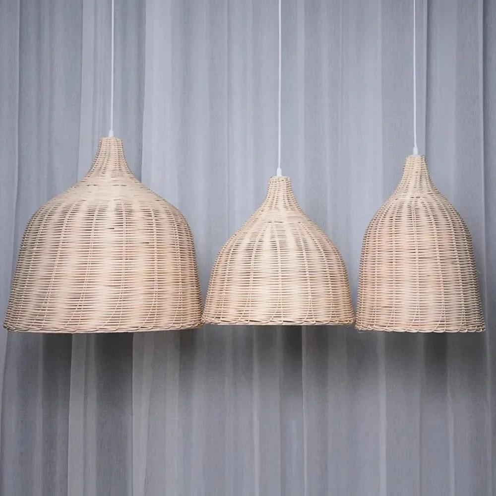Bamboo Weaving Wicker Rattan Shade Pendant Light Lamps Handmade Lampshade Home Decoration Rattan Pendant Light