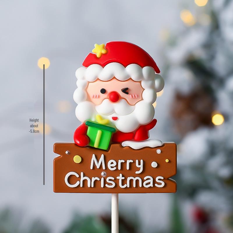 Popular Soft Glue Christmas Cake Ornaments: Santa Claus & Snowman Inserts for Holiday Party Desserts