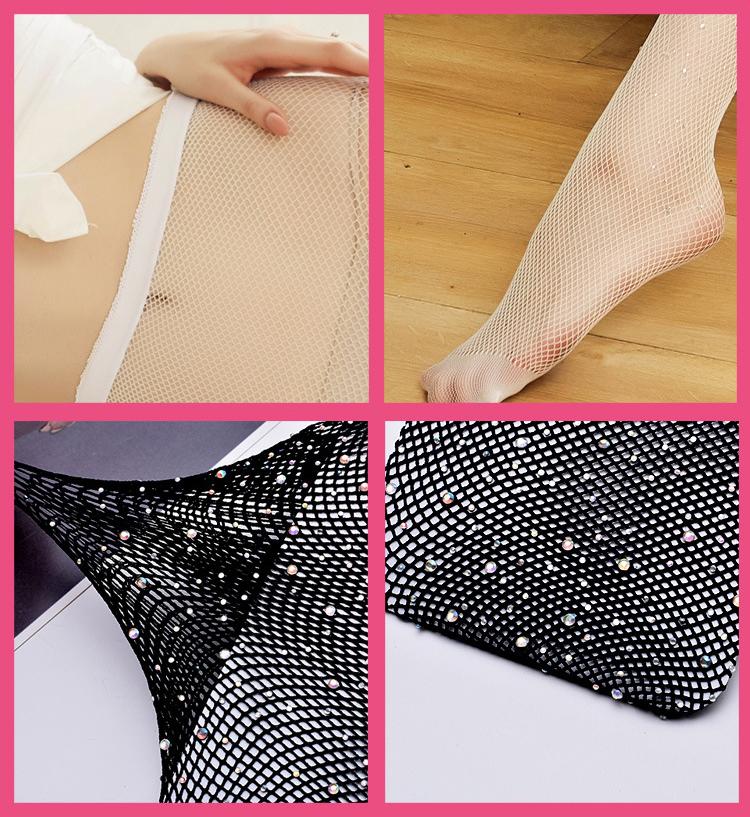 Diamond Fishnet Panty for Ladies Sexy Transparent Thermal Breathable Thin Knitted Stockings