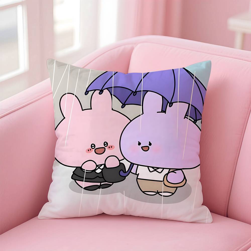 Cartoon A-Asamimichan Cute Bunny Pillow Case pattern printing pillowcase living room sofa cushion cover bedroom room decor