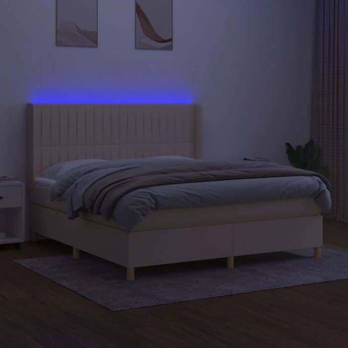 VidaXL Sommier à Lattes de Lit avec Matelas et LED, Lit Rembourré, Lit Double, Lit Adulte de Chambre à Coucher Intérieur, 3139058