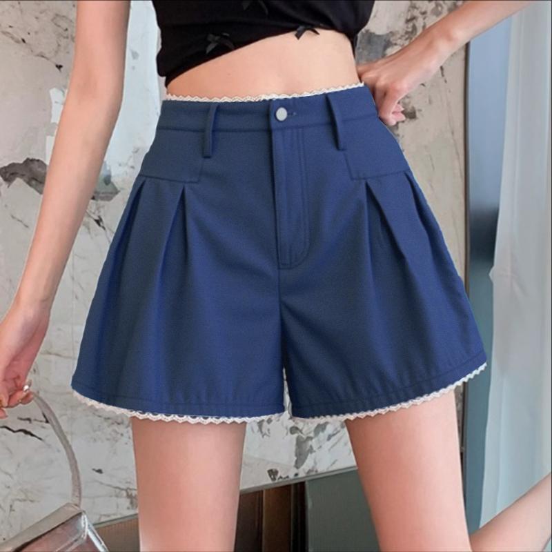 

ZANZEA Женские летние повседневные однотонные свободные шорты S темно-синий