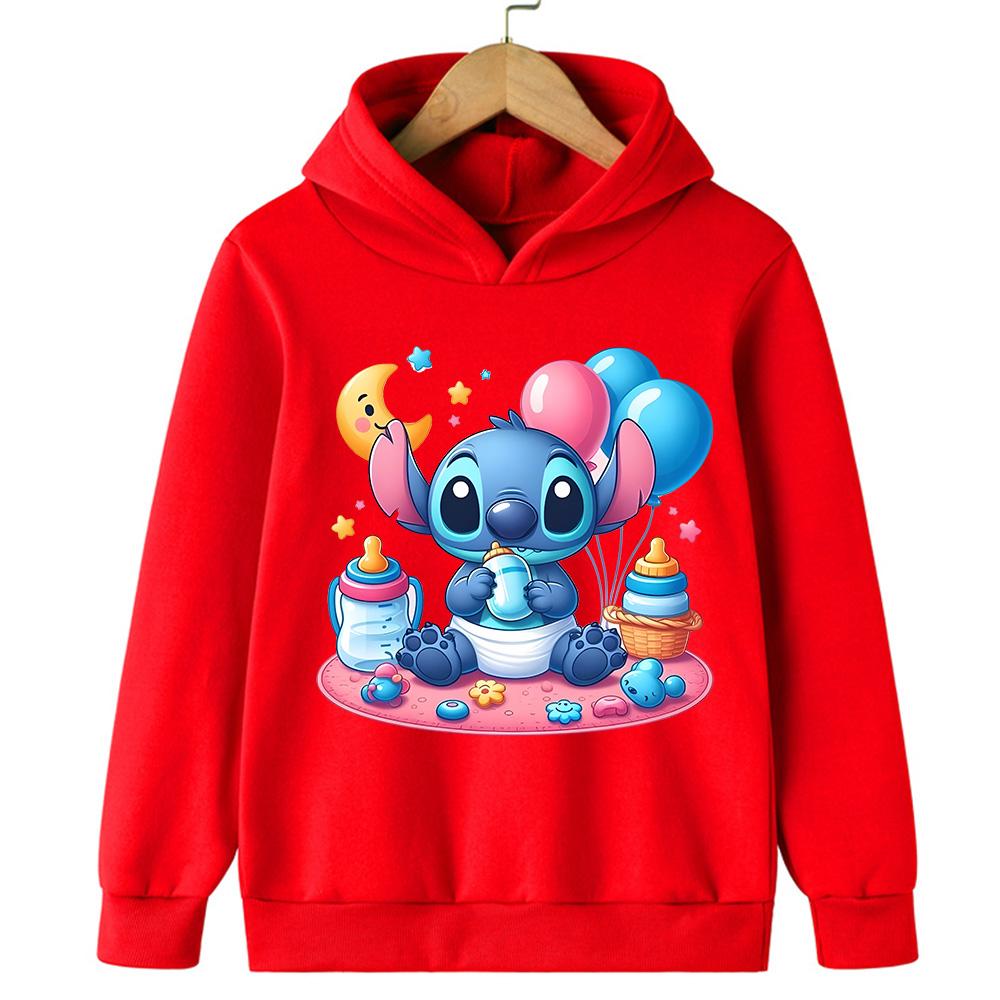2025 New Stitch Children's Hoodie Cartoon Print Boys and Girls Adorable Multi Functional Fashion Autumn/Winter Christmas Top