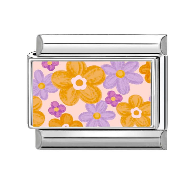 Trendy Colorful Flowers Butterfly Eye Orange Sun Italian Charm Bracelet Link Fit 9MM Stainless Steel DIY Making Beads Jewelry