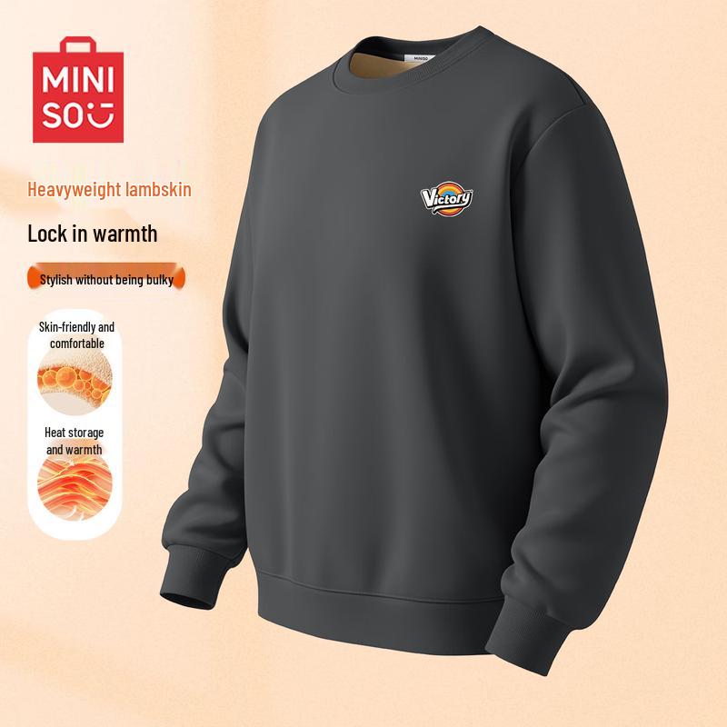 MINISO Men's Fleece Lined Crewneck Sweatshirt
