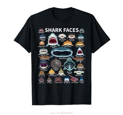 Shark Faces  Type Of Shark  Shark Faces Of All Kinds Tshirt Men Clothing Summer Oneck Tshirt Casual Cotton T Shirt Tees