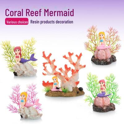 Mermaid Coral Reef Aquarium Ornament - Simulated Resin Decoration for Fish Tanks