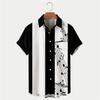New Men's Shirt Summer Bowling Shirt Note Pattern Printed Daily Short Sleeve Button Comfortable Casual Men's Clothing