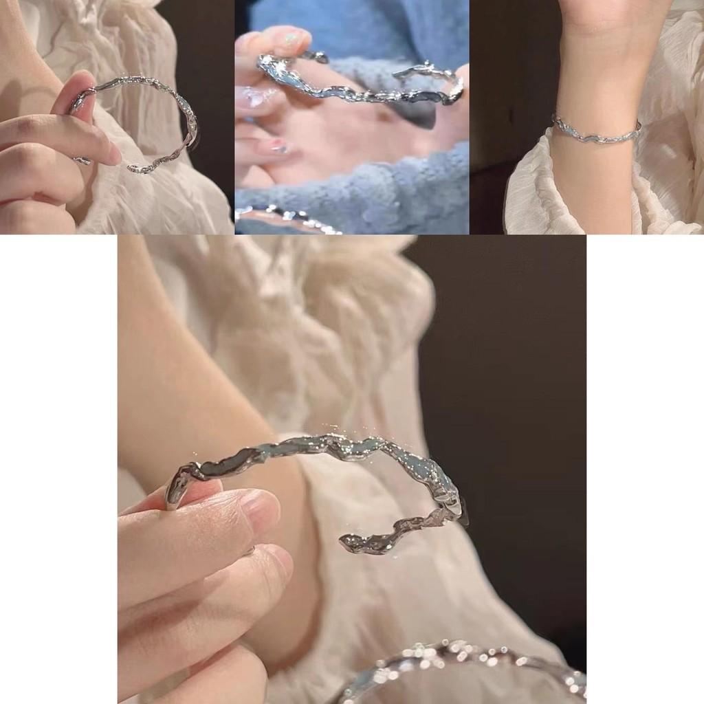 Sophisticated Blue Wave Bracelet For Women Trendy Geometric Design In High-end Alloy