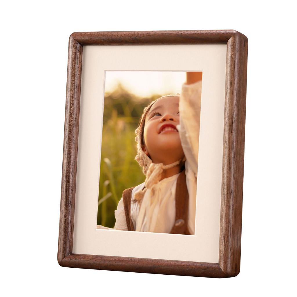 Sydostasiatiskt Teakträ Fotoram med Traditionellt Tapp- och Hålförband - Vintage Stil, Fuktsäker, för Bordsyta eller Väggmontering.
