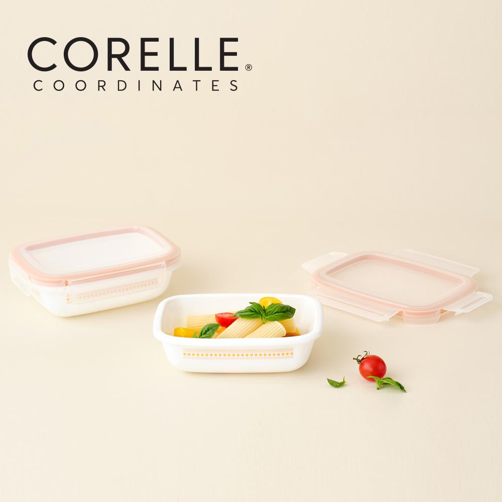 Прямоугольный контейнер для хранения продуктов Corelle Jacquard Band, 2 шт. (465 мл) Посудомоечная машина Подходит для духовки Желтый