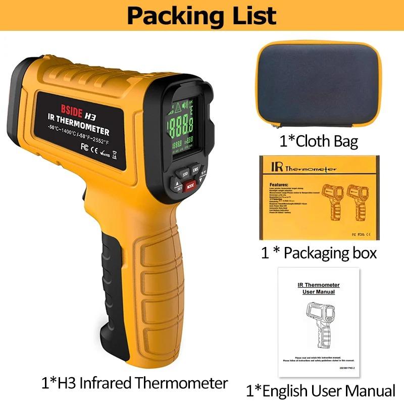

-50°C~1400℃ Цифровой инфракрасный термометр профессиональный 50:1 Промышленный измеритель температуры Бесконтактный лазерный термометр Пирометр