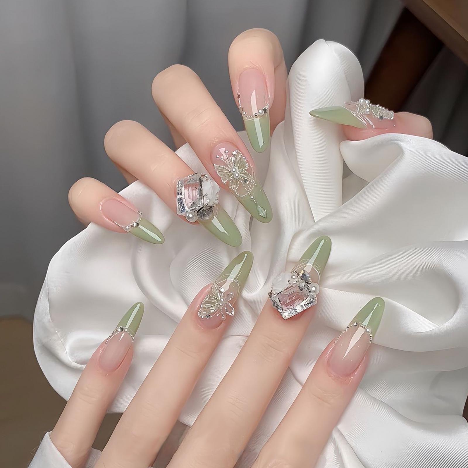 

Xiaohongshu Chic Autumn Butterfly Rhinestone Nail Tips – Wearable, High-End, Removable False Nail Art. Handmade Nails XS - 10 pieces/bag