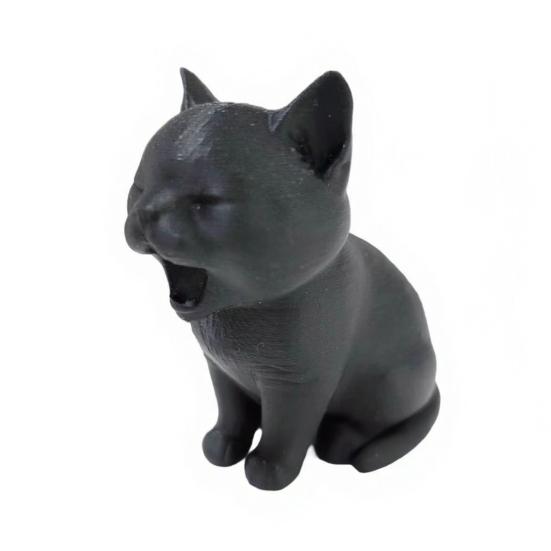 3D Printed Cat Ornament Shape Matte Yawning Cat Figurine