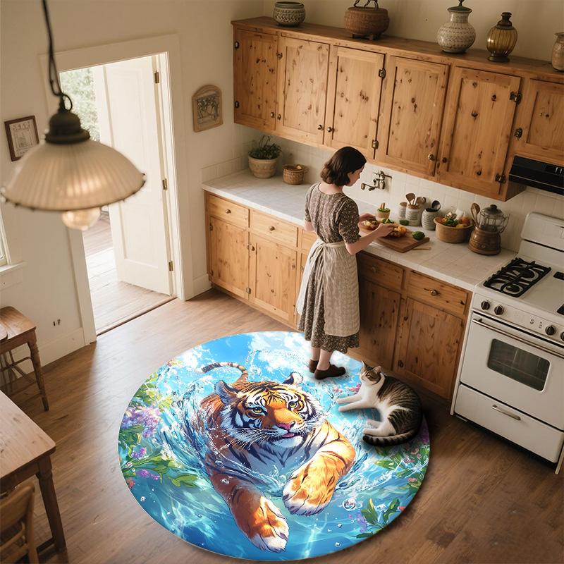Marine Animals,Round Area Rug,Carpet Rug for Living Room Bedroom Sofa Playroom Decor,Non-slip Floor Mat