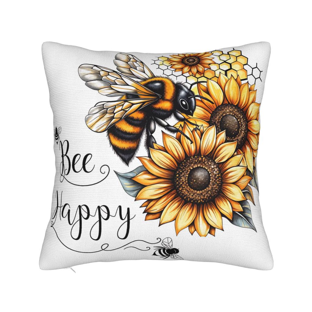 Bee and Flowers Pillow Cover Comfy Cushion Cover Fashion Pillow Case For Sofa Home Decoration