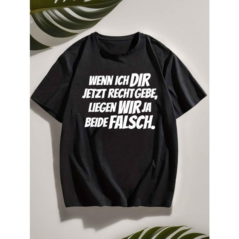 European Size Men'S Summer Short Sleeve T-Shirt with a Fun German Saying