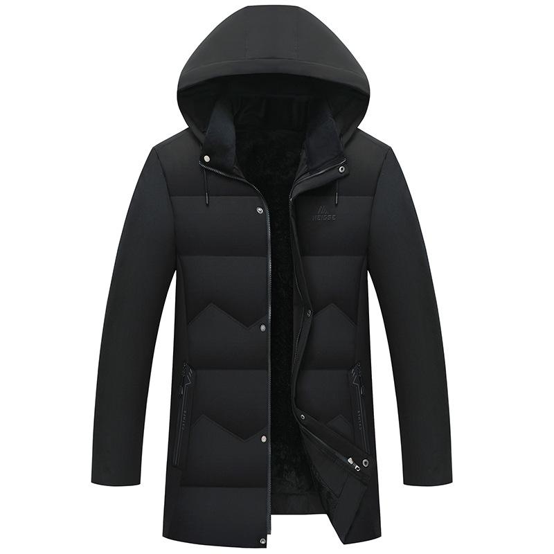 Dicke Pufferjacke mit Kapuze für Herren im Winter, lässige, sportliche Windjacke, einfarbig mit Taschen
