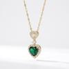European Retro Titanium Heart Gemstone Pendant Clavicle Necklace for Women