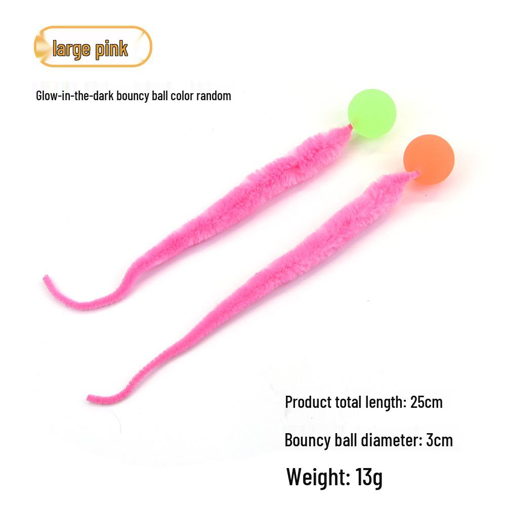 Solid Color Elastic Ball & Caterpillar Teaser Stick Kitten Toy