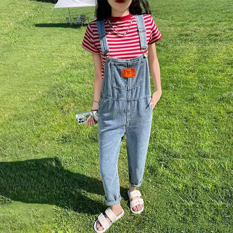 Retro Korean Style Women's Denim Overalls: Autumn Loose Straight Leg Slimming Jumpsuit
