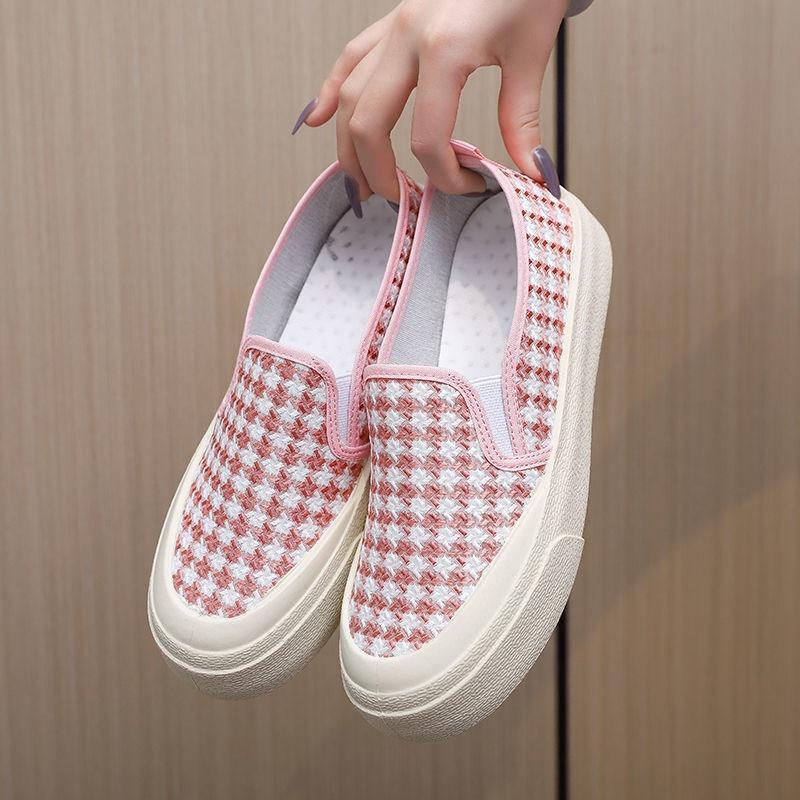 Canvas shoes female students spring new semi-drag lazy one pedal versatile breathable large size white shoes board shoes