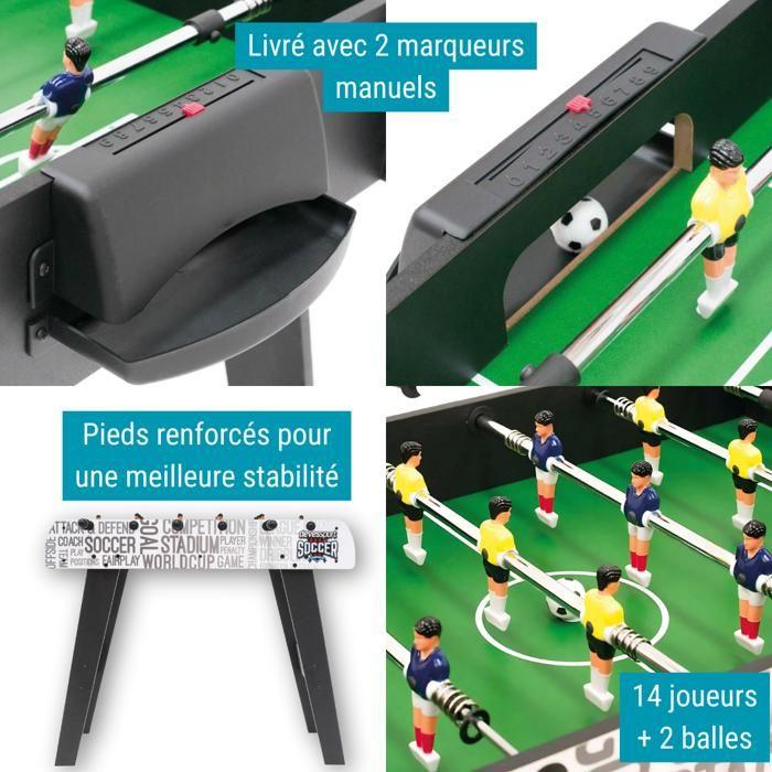 DEVESSPORT Baby-Foot Enfant Stadium, Table de Foot Stable en MDF, avec Joueurs et 2 Balles. Cadeau idéal pour enfant