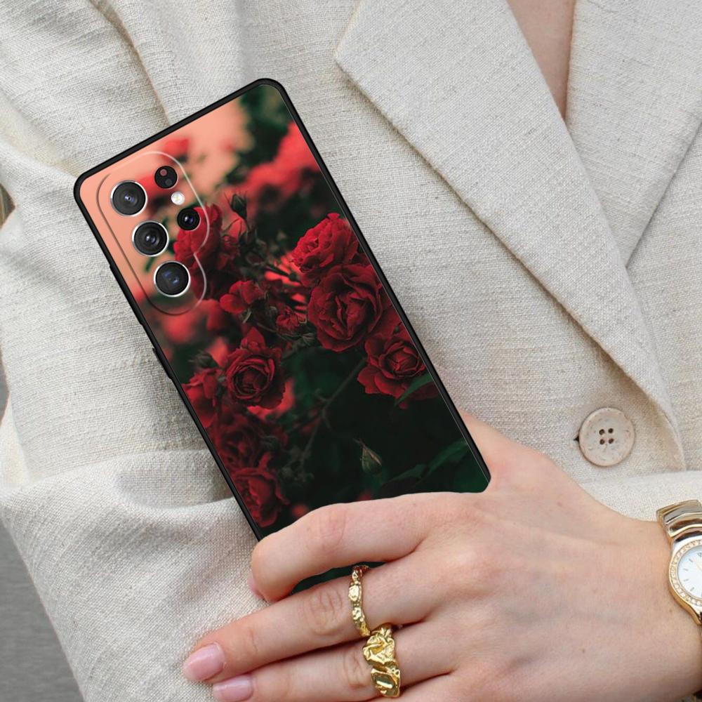 Bright Red Roses Flowers Cell Phone Case for Samsung Galaxy S26 Ultra S25 S24 S23 S22 S21 S20 Note10 Cover