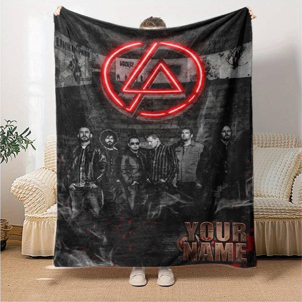 Name Custom Linkin Park Print Flannel Blanket High Quality Warm Comfortable Cover for All Seasons Perfect for Gifts Home Decor