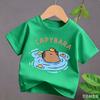 4 To14Y Girls Casual Capybara Print Short Sleeve T-Shirt 2026 New Cute Spring Summer Y2k Children's Crew Neck Tee Tops