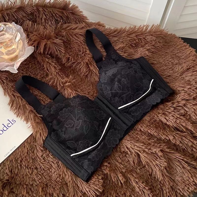 Sexy Front Closure Lace Thin Cup Bra with Full Coverage to Prevent Sagging and Side Boob for Women