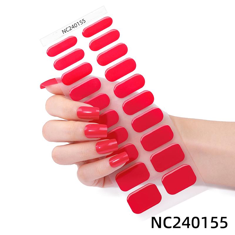 Hot Sell Custom Logo HEMA-Free Gel Polish Nail Stickers New Solid Color Styles Semi Cured Gel Nail Wraps 20 Gel Nail Strips